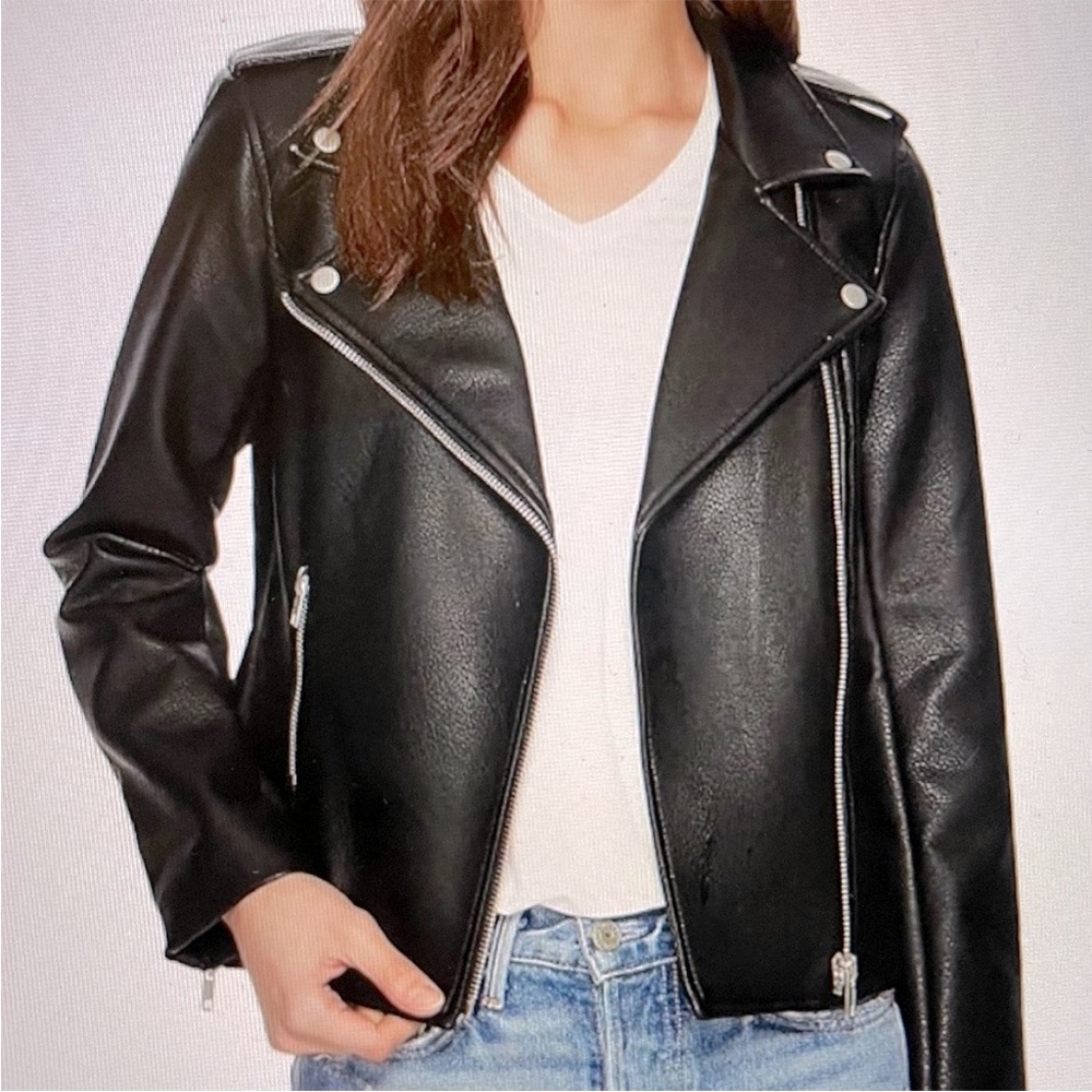 BB Dakota Women's Black Leather Moto Jacket Size Small